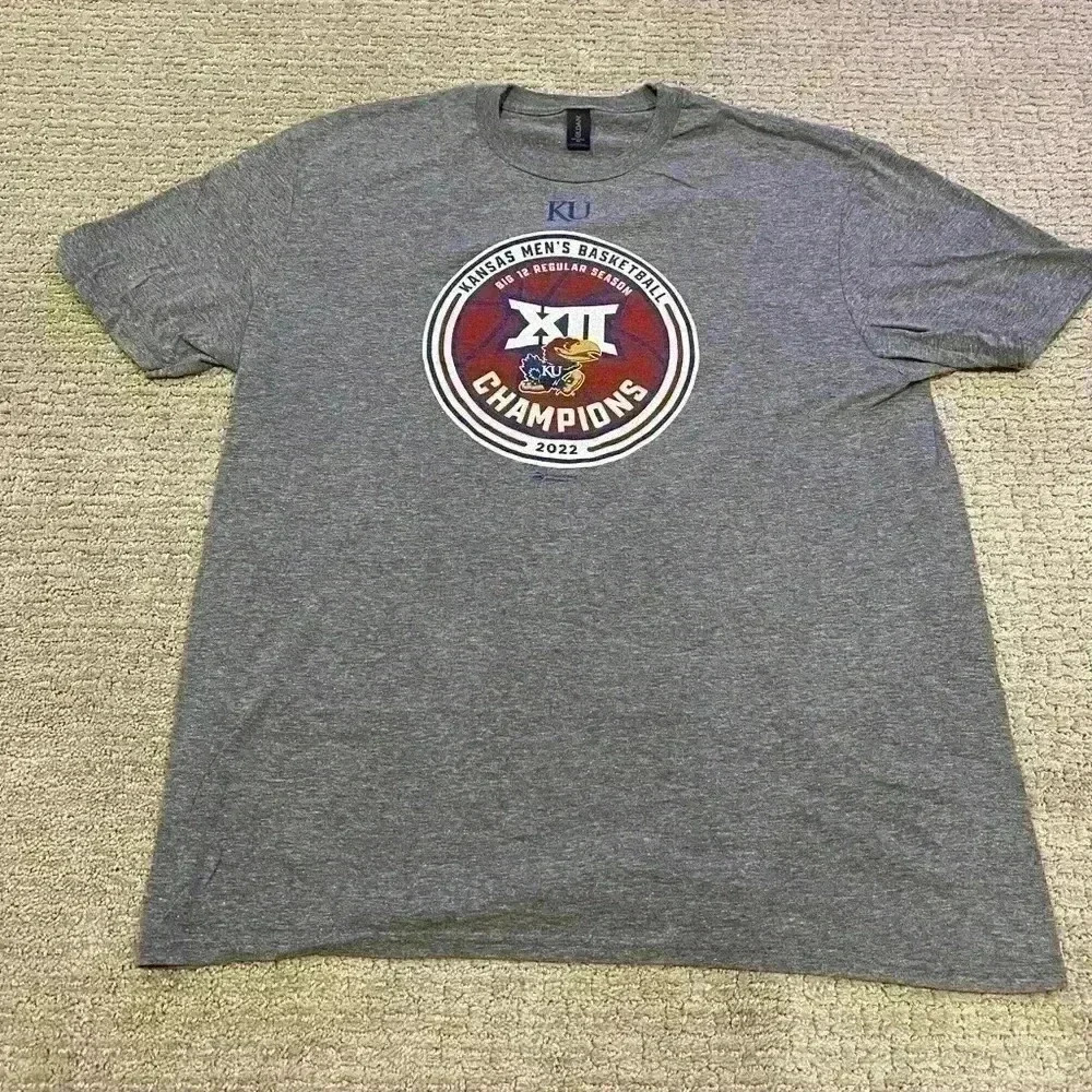 Kansas Jayhawks 2022 Big 12 Champs‎ t shirt color Grey size XL